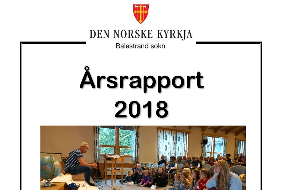 Framsida på årsrapport for Balestrand sokn 2018 - foto frå kyrkjelydstur til Lyngmo
